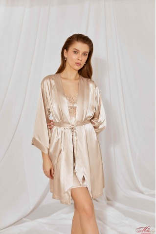 Атласний халат із поясом Your Touch VR-5530